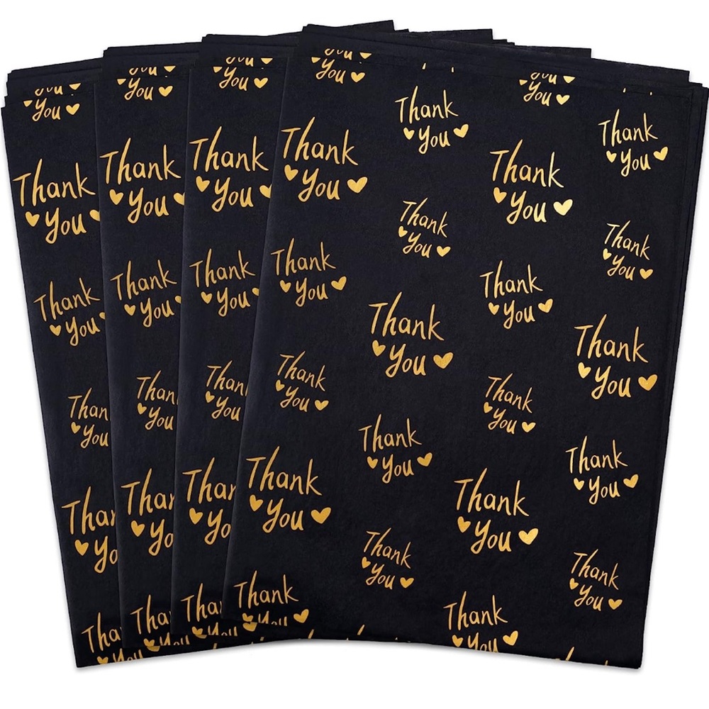 LAST PACK ⭐️ 100 sheets of tissue paper- PREMIUM BLACK with gold thank you